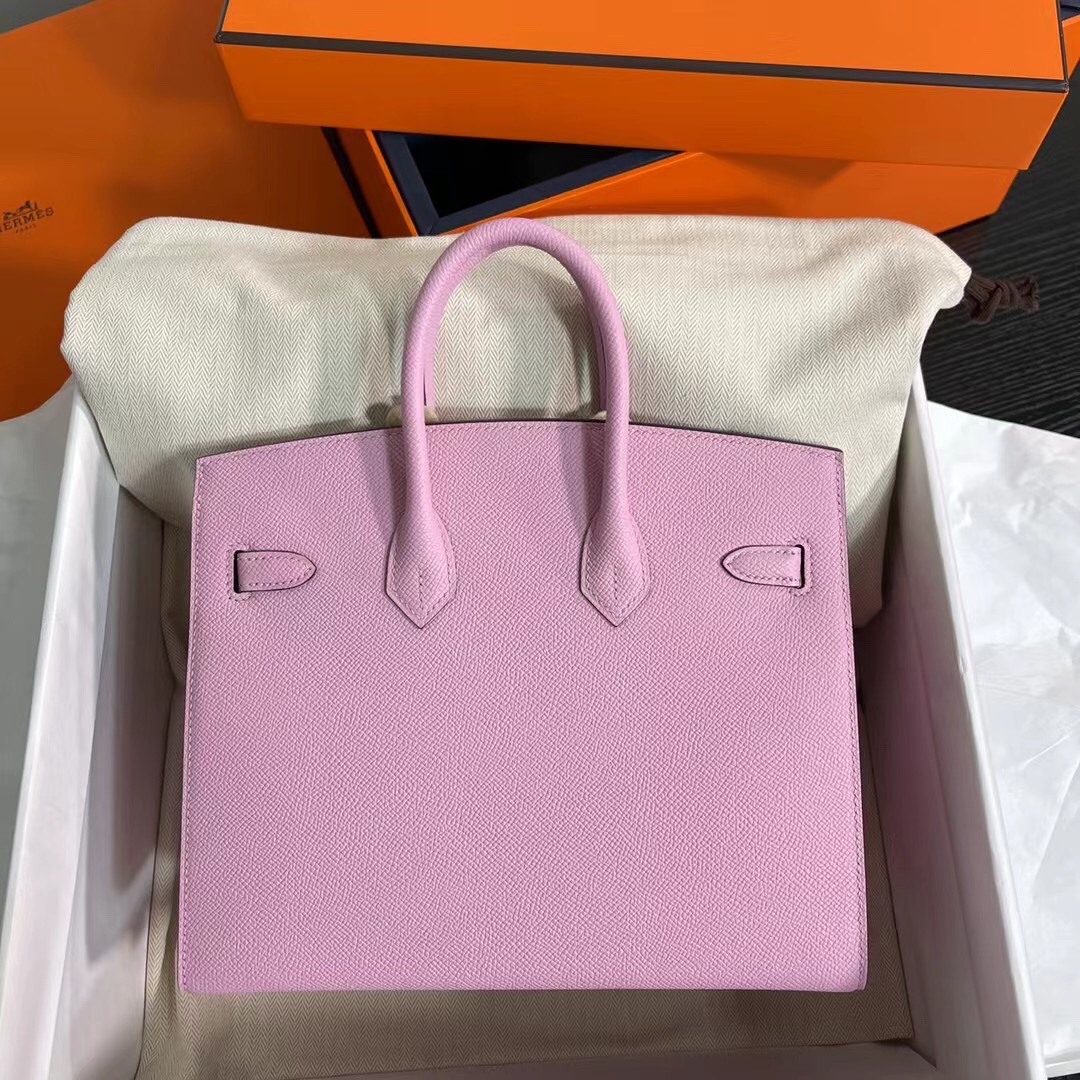 Hermes Birkin 25CM Epsom Leather Handbag Pink Purple 